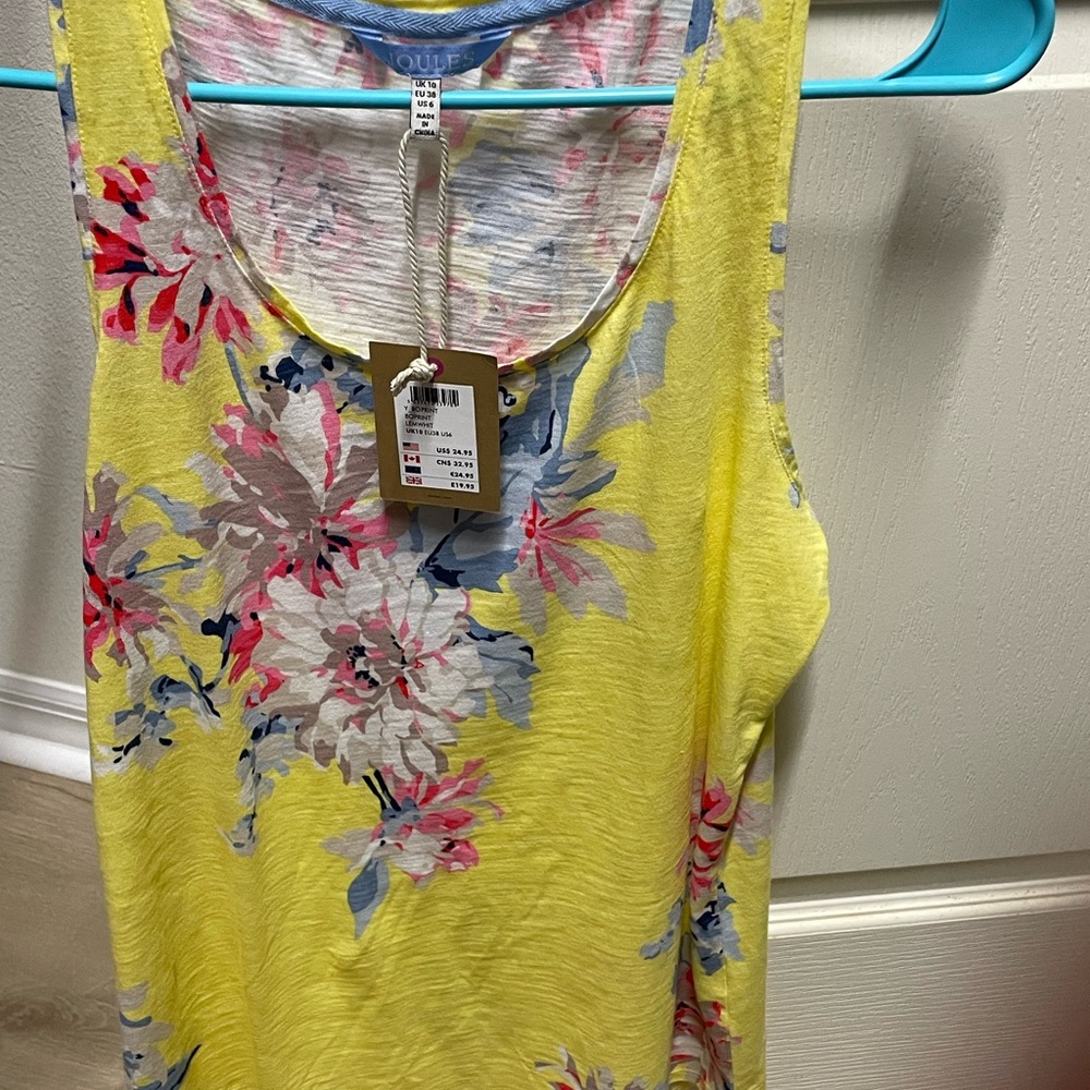 Joules Floral Tank Size 6 NWT